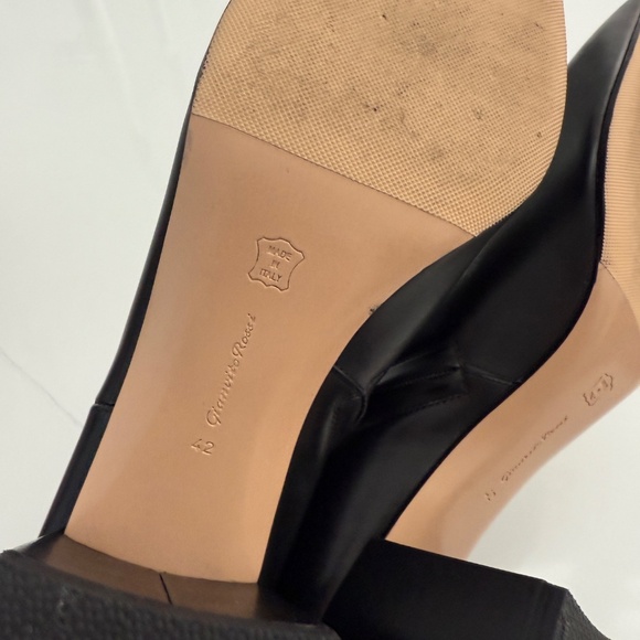 Gianvito Rossi Pointed Toe Black Leather Ankle Boots Block Heel - Picture 6 of 7